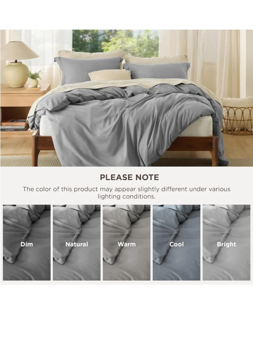 NEW gray wrinkled vintage duvet cover set full/queen